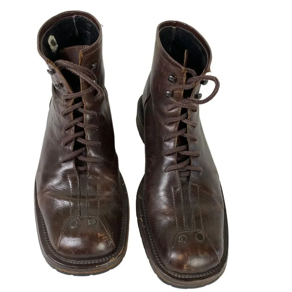 Men's Brown Leather Lace-Up Boots military workwear